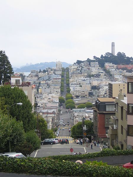 Udsigt fra toppen af Lombard Street